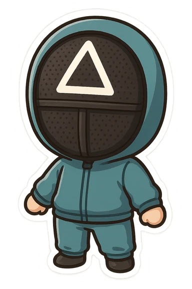 squid game mask, chibi style sticker