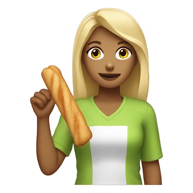 Blonde girl wearing lime green shirt holding a churro in her hand sticker