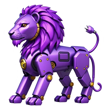 glitter mech lion purple cyberpunk sticker