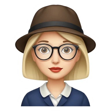 hatted woman with glasses sticker