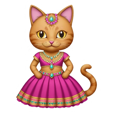 Cat wearing lehnga sticker