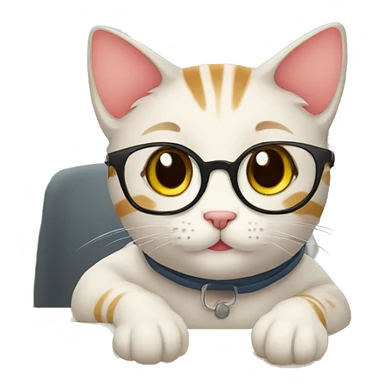 cute cat student sticker