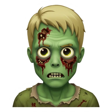 pretty dark blonde hair zombie man with green skin sticker