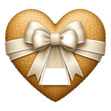 Beige heart with white ribbon and bow sticker