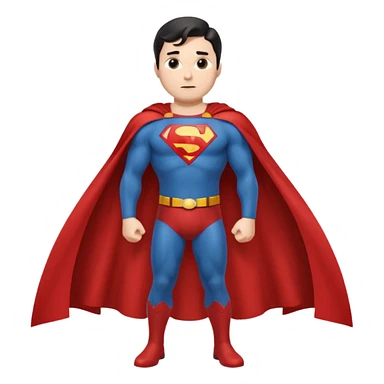 Make a Superman emoji with hands on hips, cape blowing, and the Superman "S" on the front. Make taller sticker