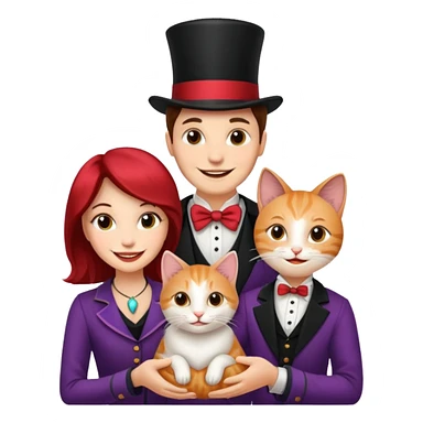 magician couple and their pet cat sticker