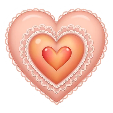 cute baby pink peach colored heart with lace trimming sticker