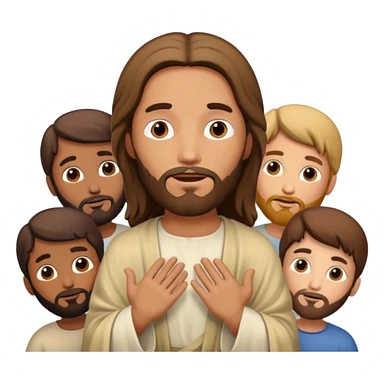Jesus and his twelve disciples gathered around him sticker