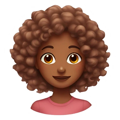 brown skin girl with curly hair surrounded by hearts sticker