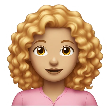 White woman with strawberry blonde curly hair in a pink shirt sticker