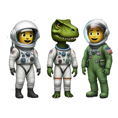 a solider, a astronaut and t-rex sticker