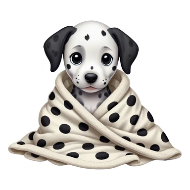 dalmatian puppy cozy in a blanket sticker