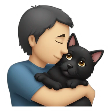 Un chien noir et un chat qui se fon un calin sticker