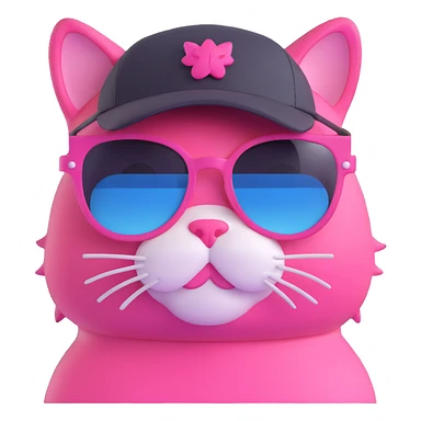 pink cat wearing sunglasses and hat sticker