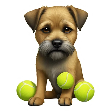Border Terrier sitting with tennis ball on her paws make the ball smaller but use this image sticker