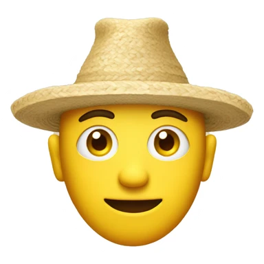 yellow man with small eyes and rice hat sticker