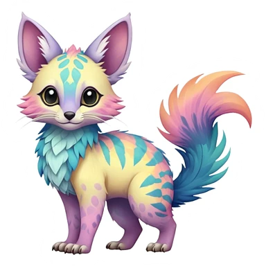 Feral Rare Fantasy pastel tropical Vernid-Trico-species by LiLaiRa, random markings, tufted tail, tufted ears, full body sticker