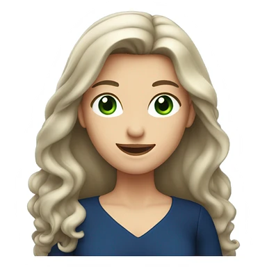 brunette with long hair and green eyes in a dark blue dress winks sticker