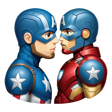 captain america kissing iron man sticker