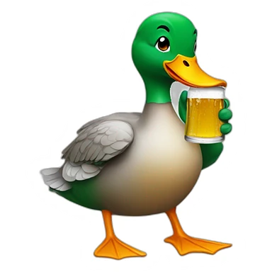 Duck drinking beer sticker