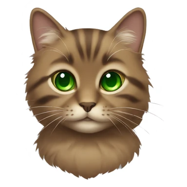 small brown fluffy cat with green eyes  sticker
