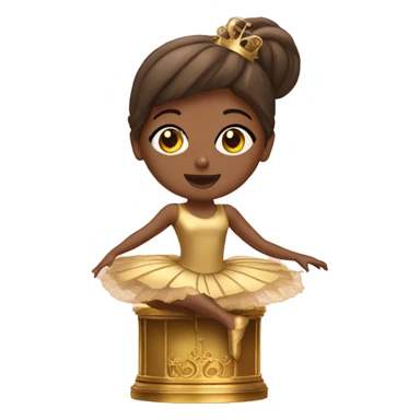  brown ballerina in a gold music box sticker