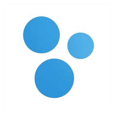Reimagine the Beam.NG Drive logo in a minimalistic, flat blue style consistent with previous icons. Use three blue circles in the same arrangement as the original, with clean, simple lines and a fully transparent background. Minimal use of other colors, prioritize clarity, recognizability, and consistency with the other icons. sticker