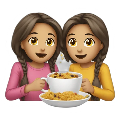 two girls eating from one cup sticker