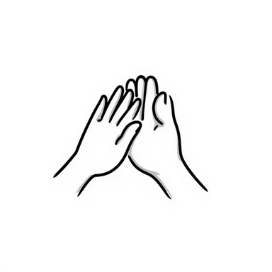 two hands clasped together, showing friendship, hand drawn doodle style illustration sticker