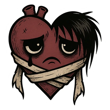 emo heart with bandages, no background sticker
