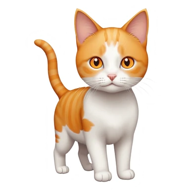 full body small short hair ginger and white cat with orange eyes  sticker