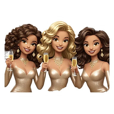 smiling girls with champagne celebration sticker