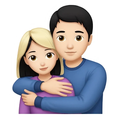 Asian Man black hair hugging blonde girl sticker