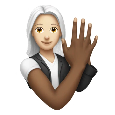 Black male and white women hand holding sticker