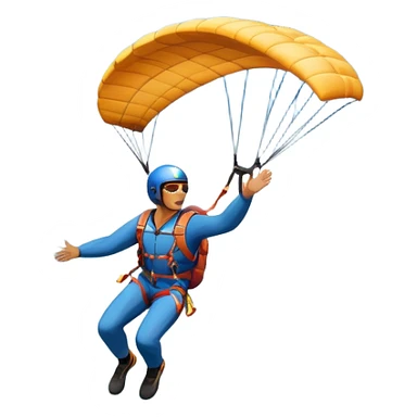 A base jumper soaring through the sky, with a parachute deployed, gliding over a dramatic cliffside or tall building. The background showcases a vast landscape below, with clouds and open skies, emphasizing the adrenaline and freedom of the sport sticker