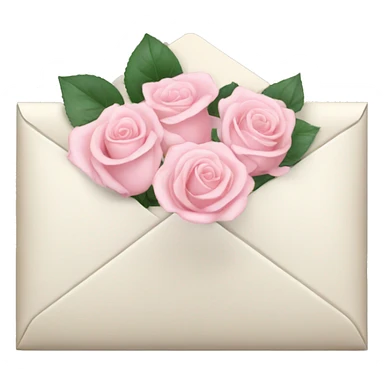 White envelope with light pink roses sticker