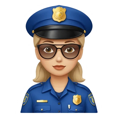woman police with hair style and hats and sun glasses sticker