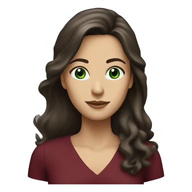 Long haired, Brunette woman with green eyes and burgundy dress sticker