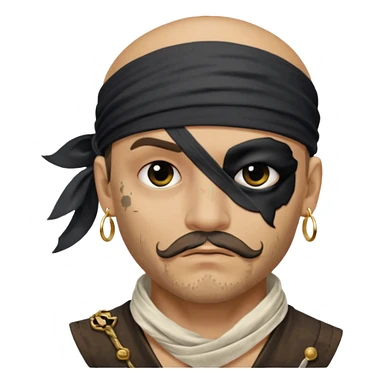 pirate with black eyepatch covering one eye and that eye not showing sticker