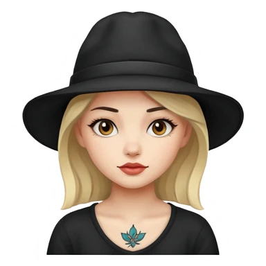 tattoo girl with black hat sticker