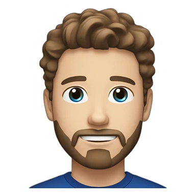 a 21 year old white scandinavian man with a goatee beard and dark brown short wavy brown hair with blue eyes with a black t-shirt sticker