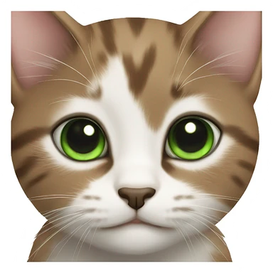 Brown white and black kitten with green eyes sticker