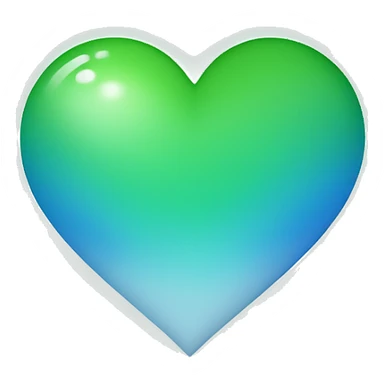 A heart that’s gradient of green to white to blue sticker