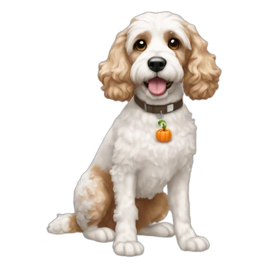 white and tan cockapoo halloween sticker