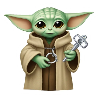 baby yoda holding a key sticker