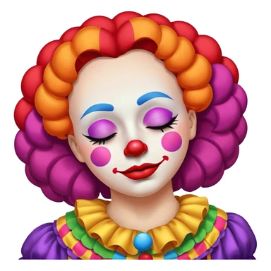 female clown sleeping eyes closed sticker