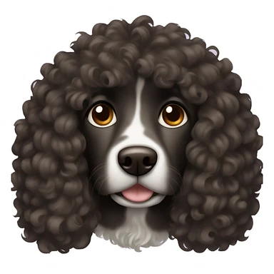 black curly hair dog with brown eyes  sticker