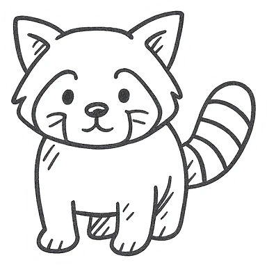 hand-drawn outlined red panda icon sticker