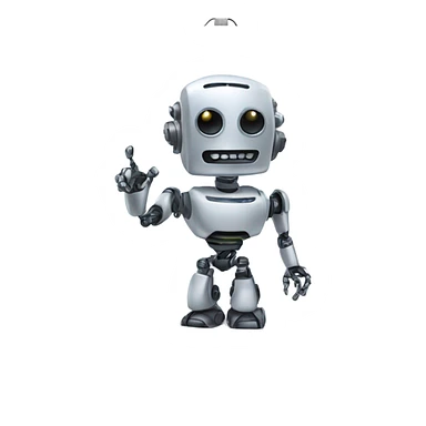 A robot with long curly hair showing something on a whiteboard sticker