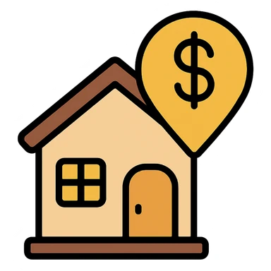 premium location icon, cozy elite house, warm beige and gold colors, premium, comfort, concise style sticker